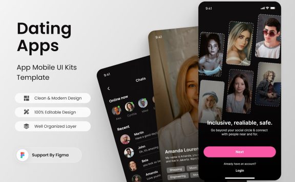 约会应用程序移动应用APP UI KIT (FIG)