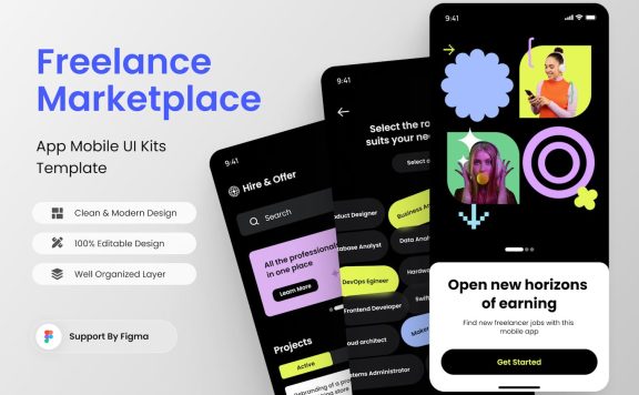 自由职业者市场应用APP UI KIT (FIG)