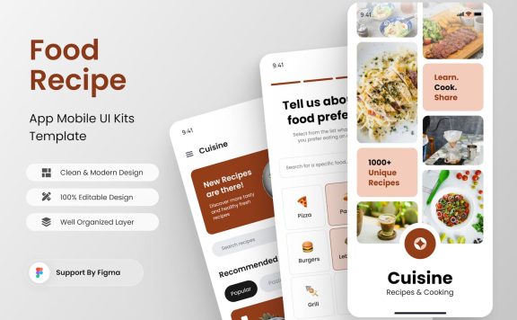 美食 – 美食食谱应用APP UI KIT (FIG)