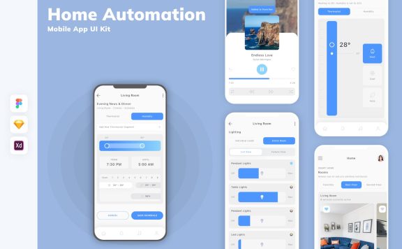 家庭自动化移动应用 APP UI KIT (SKETCH,FIG,XD)