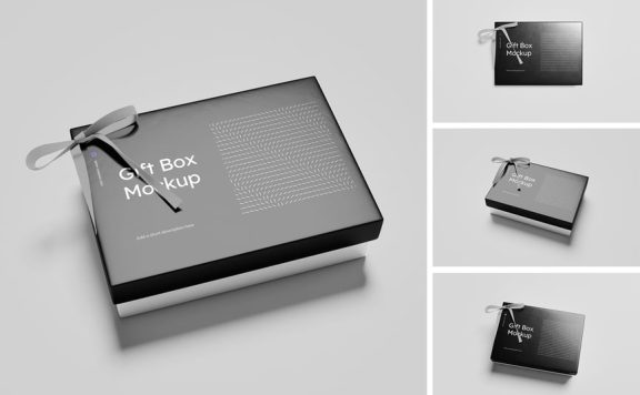 礼品盒模型样机 (PSD,PDF)