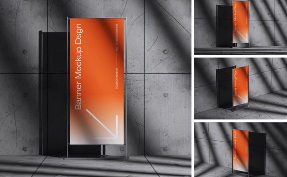 横幅模型易拉宝广告样机 (PSD)