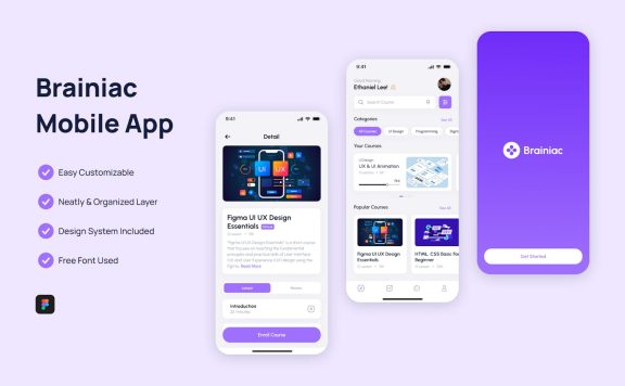 电子学习移动应用 APP UI KIT (FIG)
