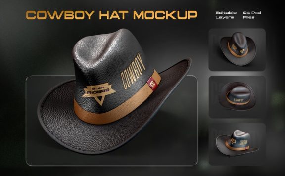 牛仔帽子模型套装样机 (PSD)