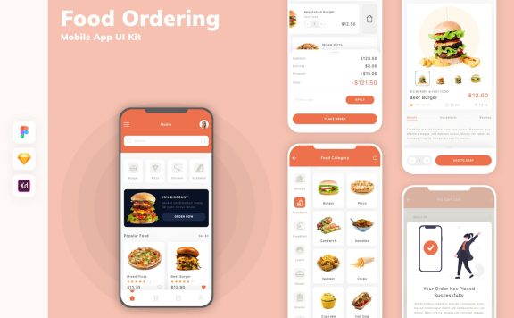 订餐移动应用  APP UI KIT (SKETCH,FIG,XD)