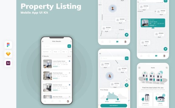 房产列表移动应用  APP UI KIT (SKETCH,FIG,XD)