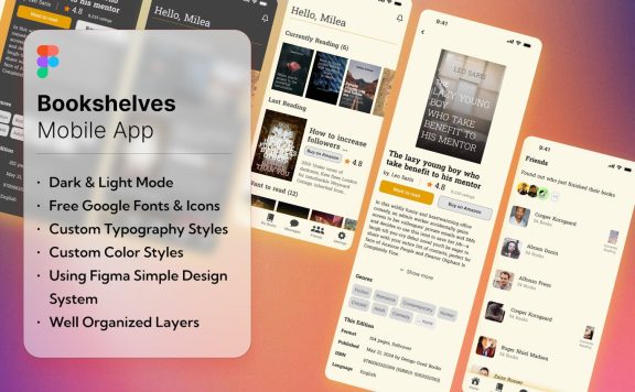书籍阅读移动应用  APP UI KIT (FIG)