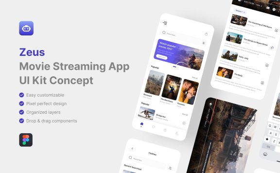 流媒体电影 UI 套件应用APP UI KIT (FIG)