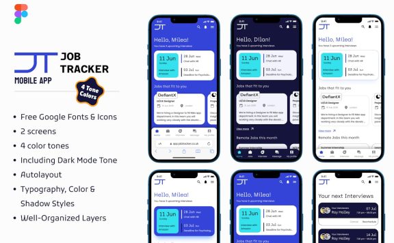 工作追踪移动应用 APP UI KIT (FIG)