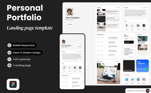 个人作品集便当网格风格响应式网页UI模版 (FIG)