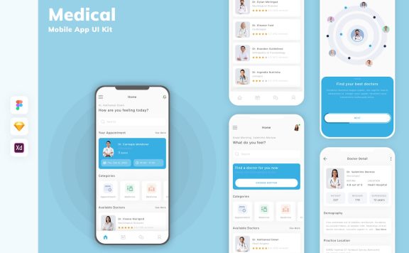 医疗移动应用APP UI KIT (SKETCH,FIG,XD)