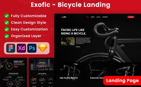 自行车着陆页面网页UI模版 (FIG,PSD,SKETCH,XD)