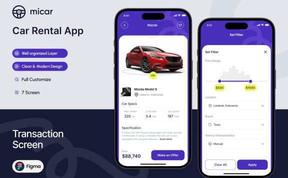 租车交易应用APP UI KIT (FIG)