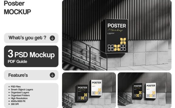 城市海报模型样机 (PSD)