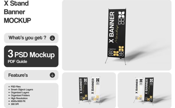 X展架横幅模型样机 (PSD)