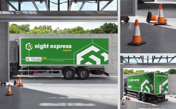 盒子卡车品牌模型样机 (PSD)