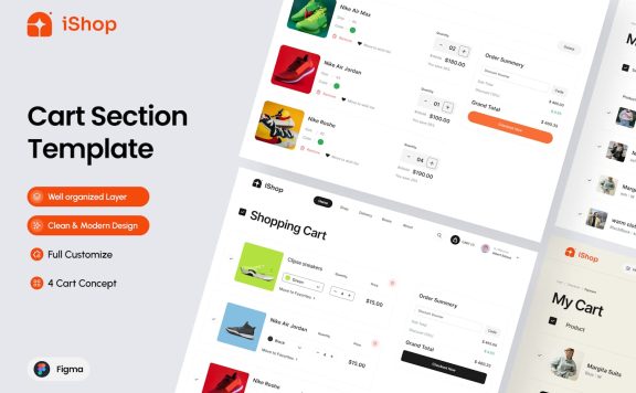 电子商务购物车部分模板网页UI (FIG)