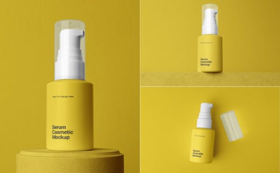 精华油化妆品包装样机 (PSD)