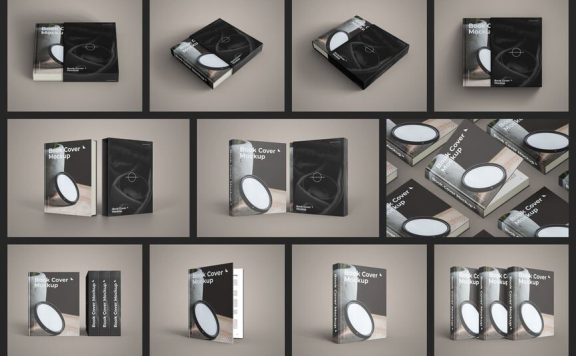 带有滑盘的精装书模型样机 (PSD)