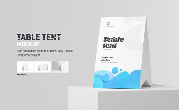 桌面三角展示牌样机 (PSD)