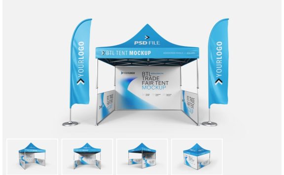 模块化展位模型套装，博览会架样机 (PSD)