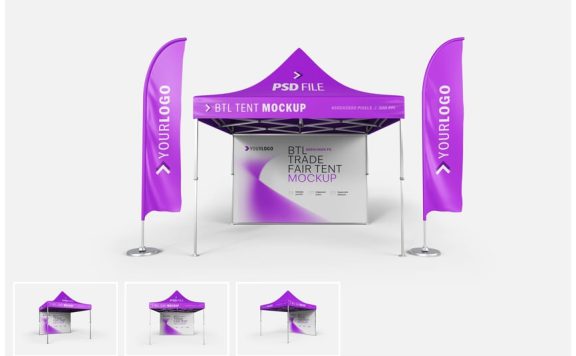 模块化展位模型套装，博览会架展台样机 (PSD)