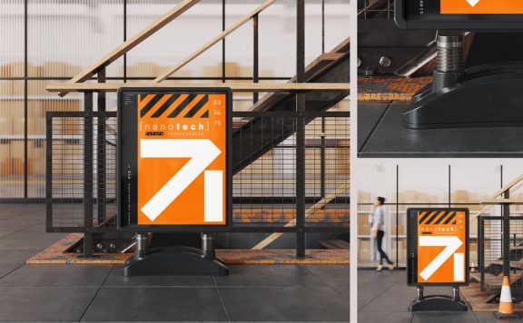 人行道标志广告模型样机 (PSD)