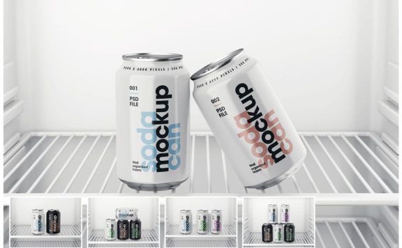 苏打易拉罐设计模拟设置样机 (PSD)