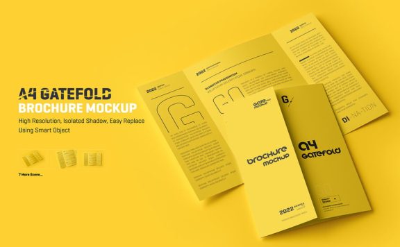 A4门折手册模型样机 (PSD)