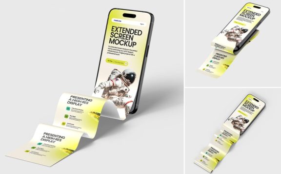 长滚动应用屏幕智能手机模型样机 (PSD)