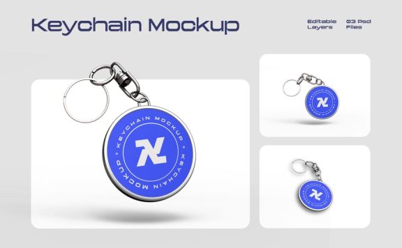 金属钥匙扣品牌模型套件样机 (PSD)