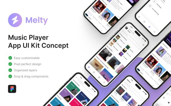 Melody-音乐播放器应用 App UI Kit (FIG)