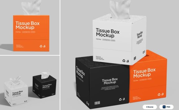 纸巾方盒模型样机 (PSD)
