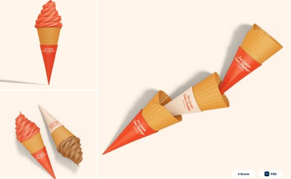 冰淇淋蛋筒模型样机 (PSD)