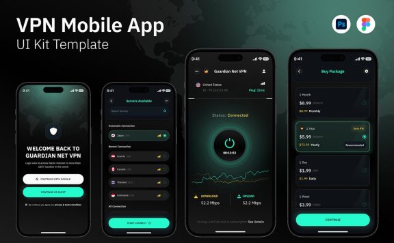 网络加速移动应用 App UI Kit (FIG,PSD)