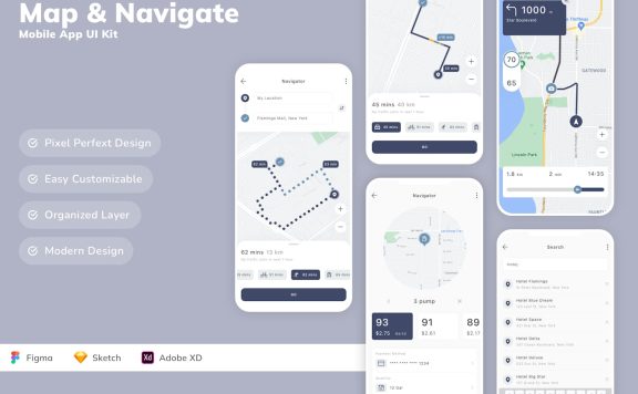 地图和导航移动应用 App UI Kit