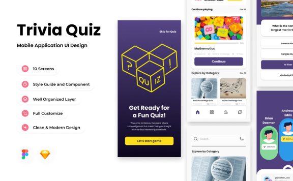 问答测验移动应用APP UI KIT (FIG,SKETCH)