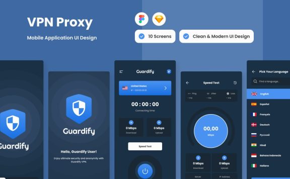网路加速代理移动应用APP UI KIT (FIG,SKETCH)