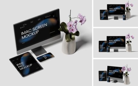 手机电脑多设备模型样机 (PSD,PDF)