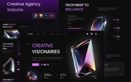 创意代理网站网页UI模板 (FIG,PSD,SKETCH,XD)