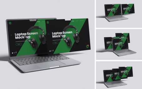 笔记本电脑屏幕模型样机 (PSD,PDF)