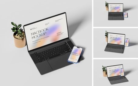 MacBook和iPhone模型样机 (PSD,PDF)