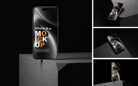 iPhone 16 Pro手机模型样机 (PSD,PDF)