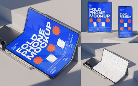 折叠屏手机模型样机 (PSD)