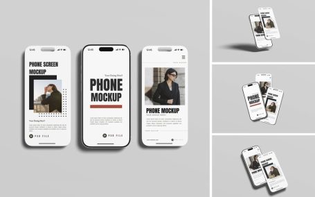 电话屏幕模型样机 (PSD,PDF)