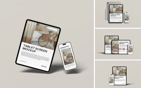 平板电脑和智能手机模型样机 (PSD,PDF)