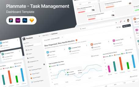 任务管理后台UI模板 (FIG,PSD,SKETCH,XD)