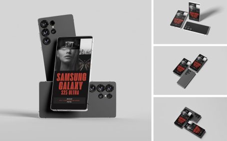 三星Galaxy S25超模型样机 (PSD,PDF)