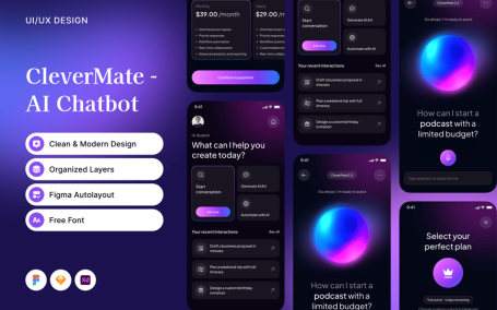 AI聊天机器人移动应用APP UI KIT (FIG,SKETCH,XD)