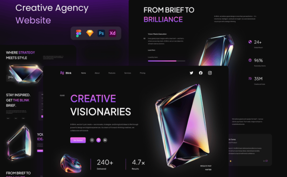 创意代理网站网页UI模板 (FIG,PSD,SKETCH,XD)